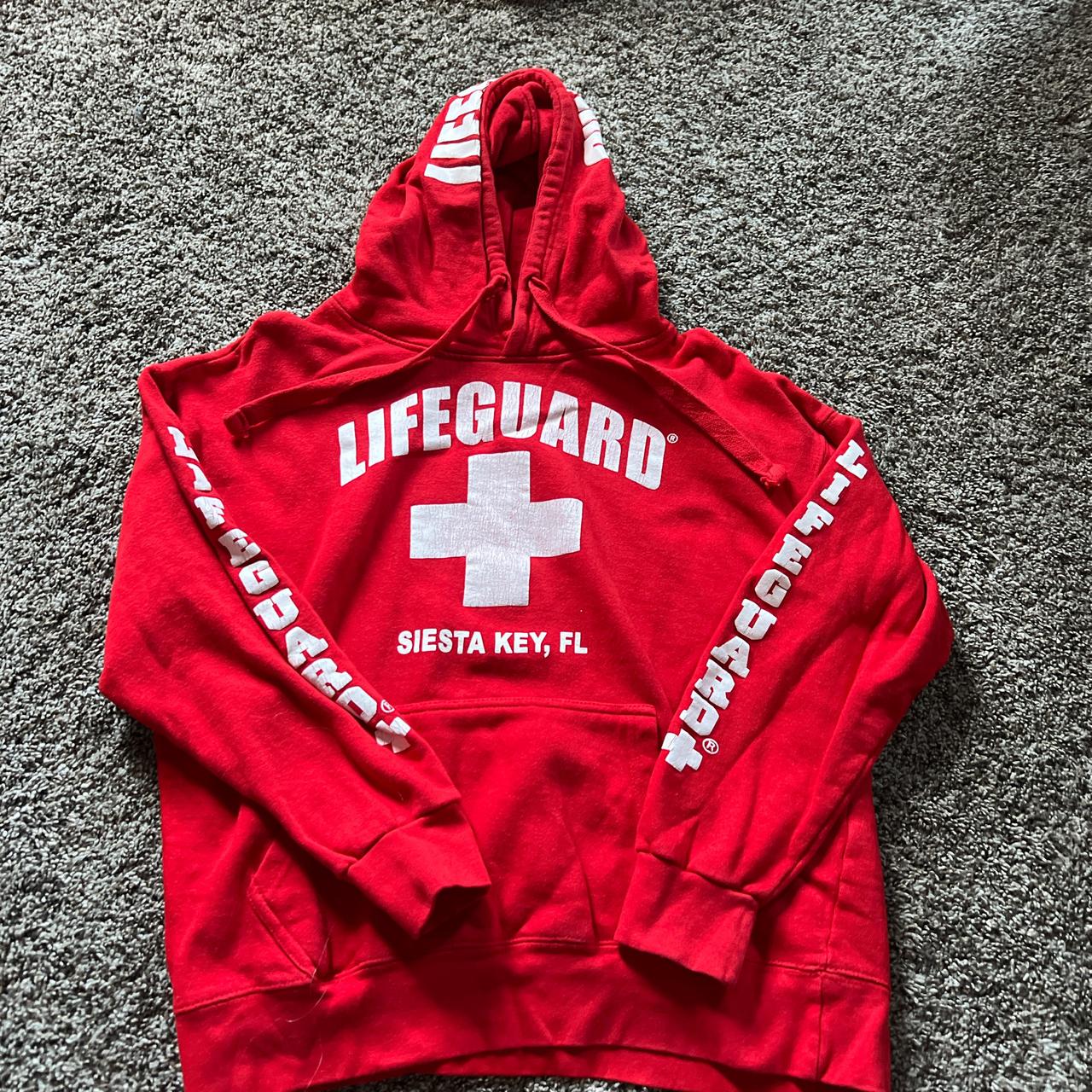 Siesta Key Florida lifeguard red and white. Depop