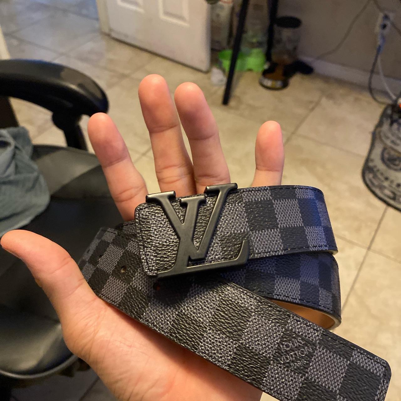 Black and grey lv belt best sale