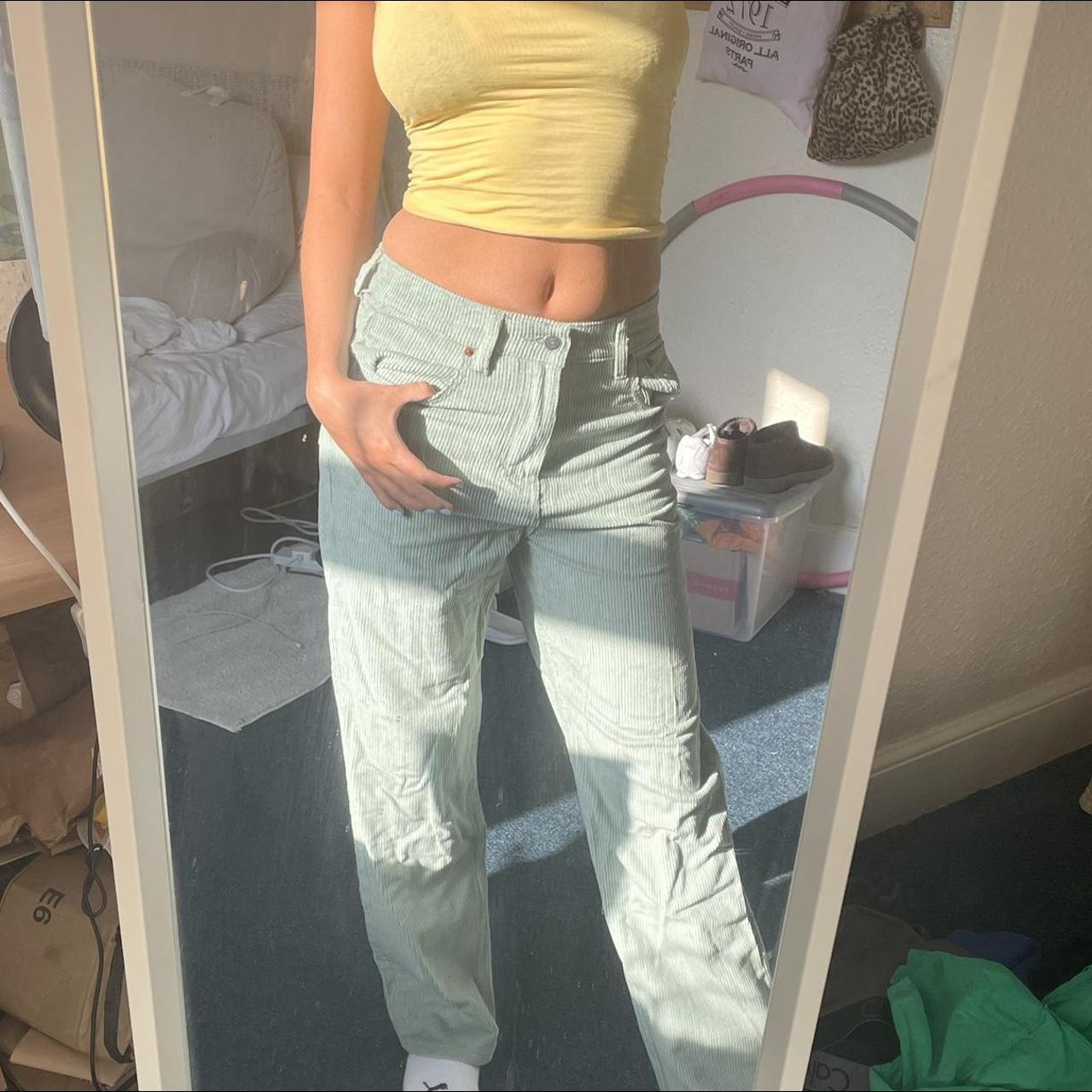 Motel Women's Green Jeans Depop