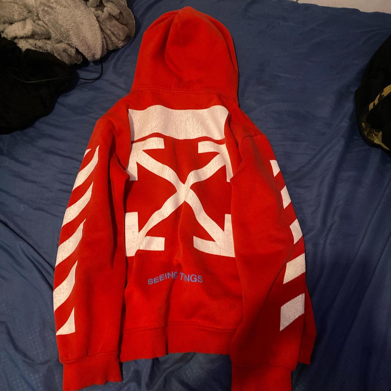 Off white seeing things hoodie red sale