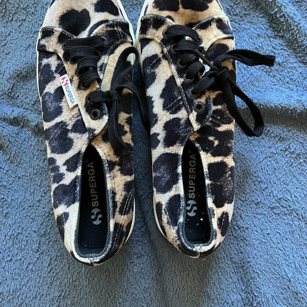 Superga leopard print platform trainers in black and