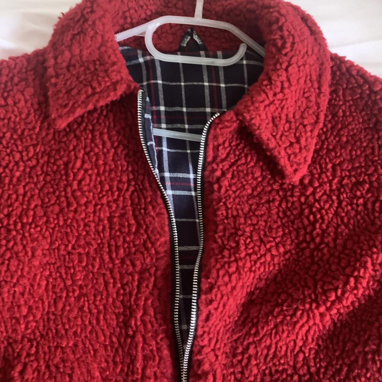 Red teddy jacket/fleece ️ Size xs/s Purchased... Depop