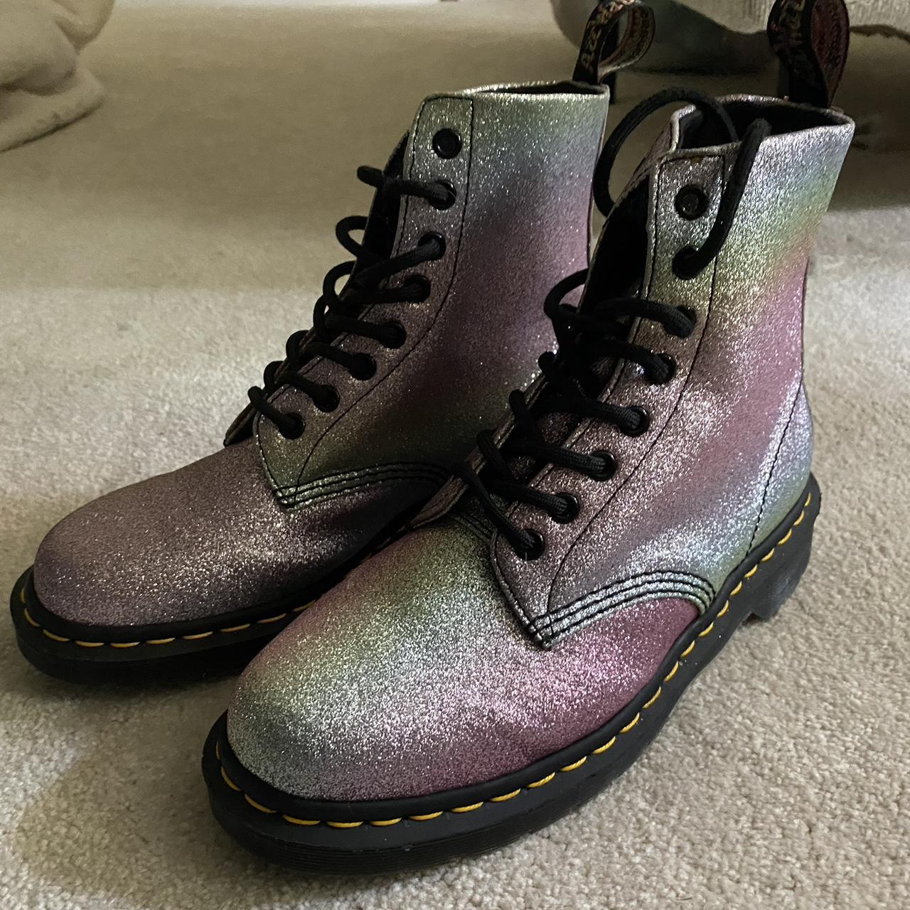 Dr. Martens 1460 8 eye boots in purple and pink. Depop