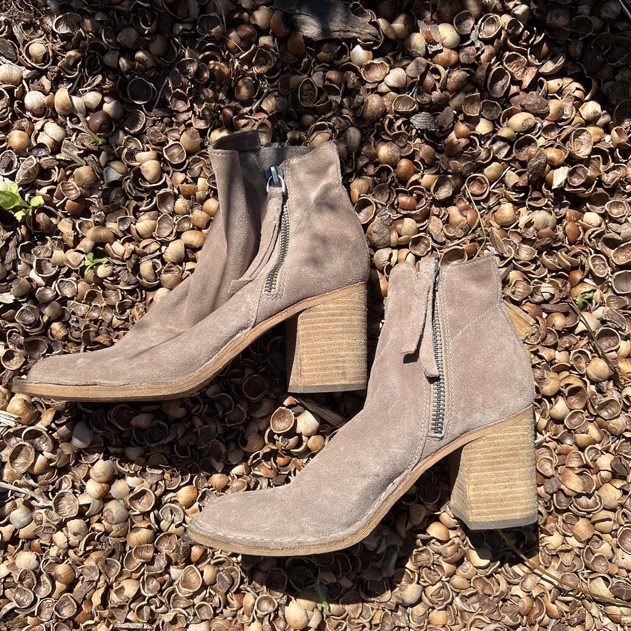 Dolce Vita Tan suede ankle boots with a block heel. Depop