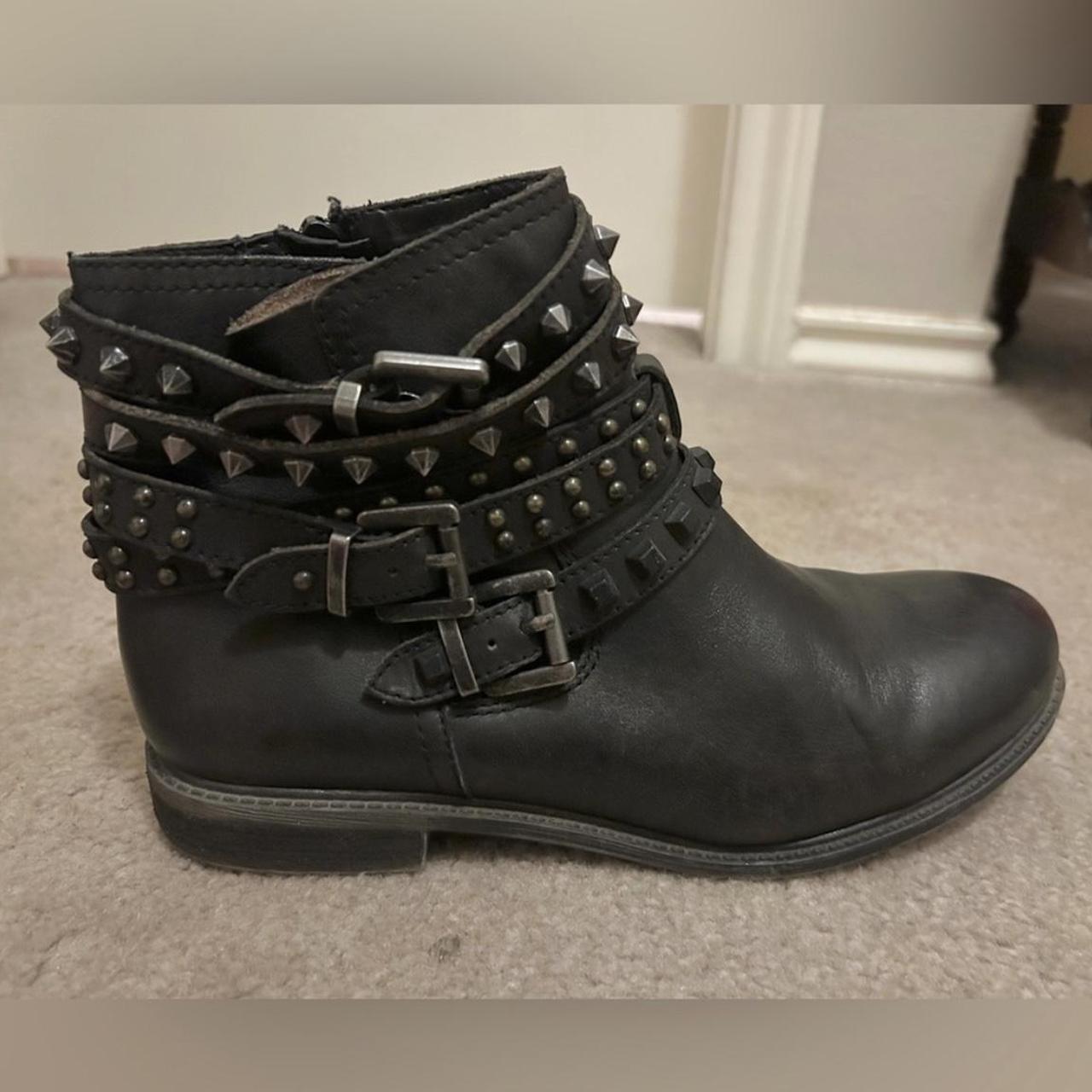 Gianni Bini Black Studded Leather Booties Size 8.5W. Depop