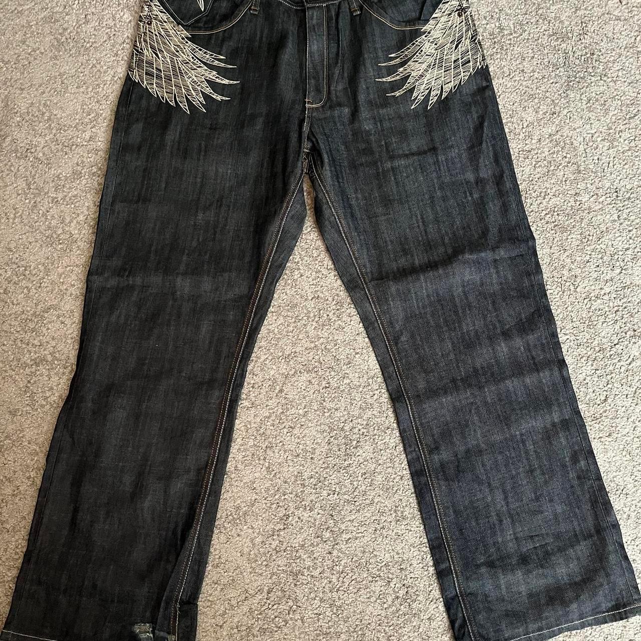 Affliction Men's Navy Jeans Artful Dodger Jeans... - Depop