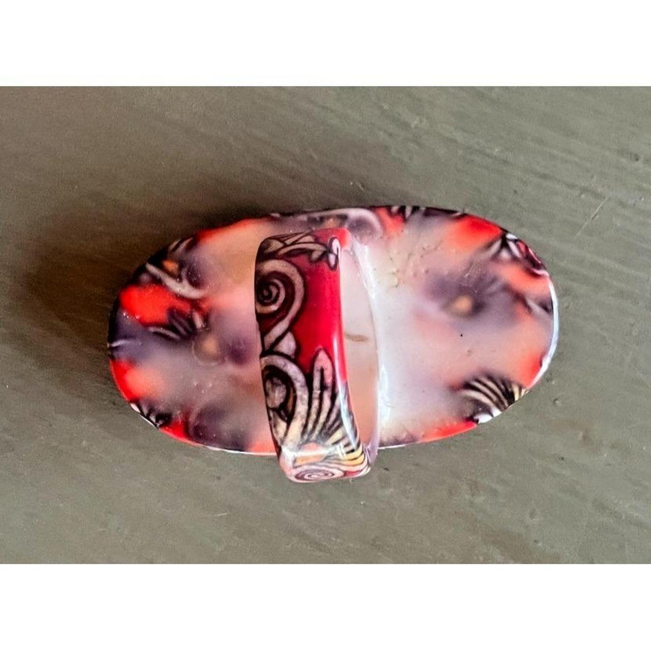 Women's Ring - Red – Modern Statement Ring Red Fl… - image 7