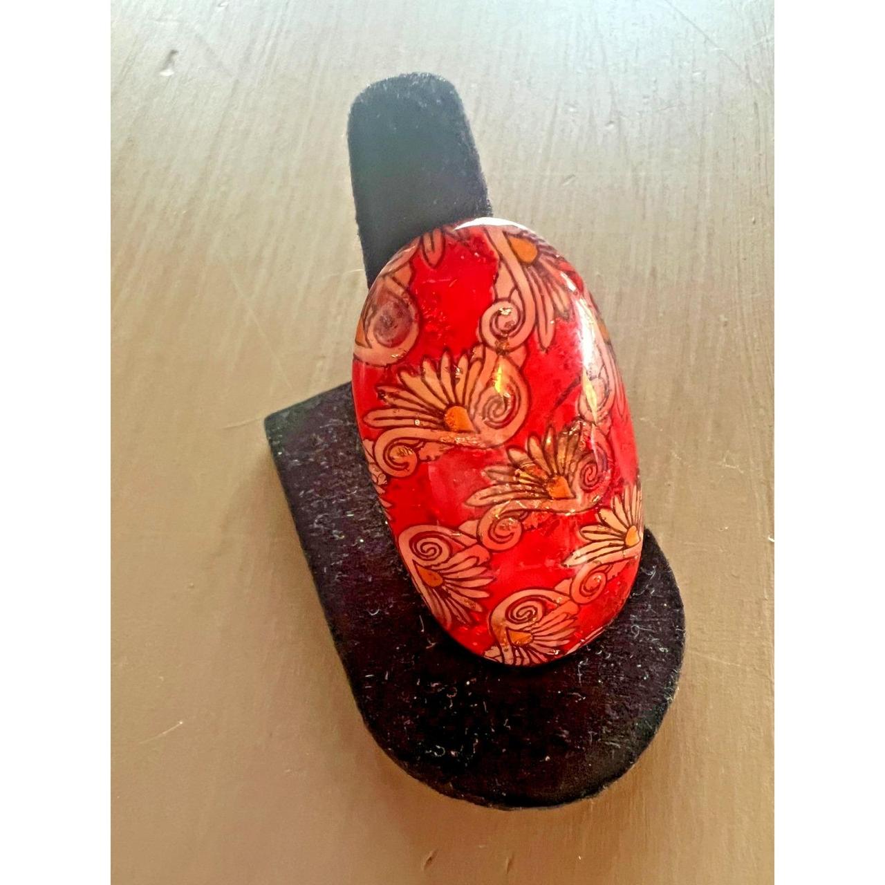 Women's Ring - Red – Modern Statement Ring Red Fl… - image 1