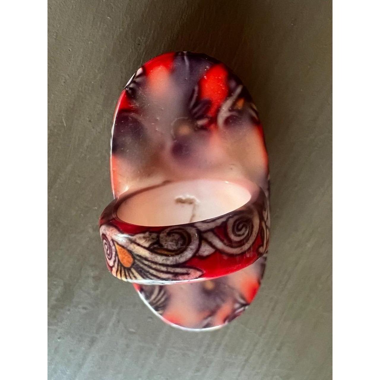 Women's Ring - Red – Modern Statement Ring Red Fl… - image 8