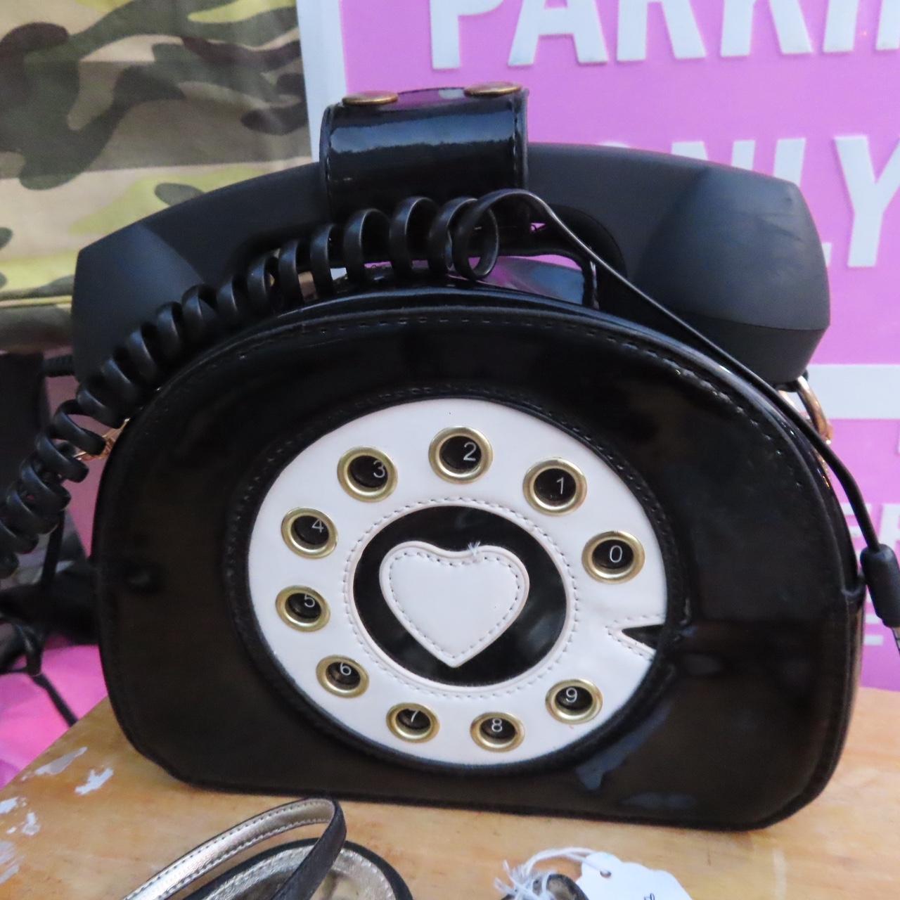 Vintage Black and white heart phone bag with gold... Depop