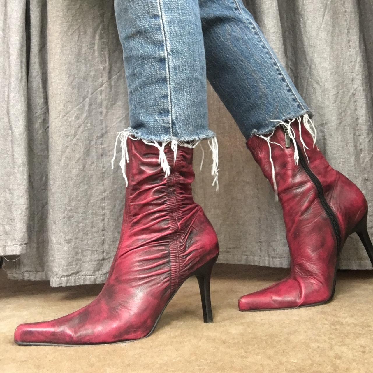 River Island 2000s boots. Leather stiletto heal Depop