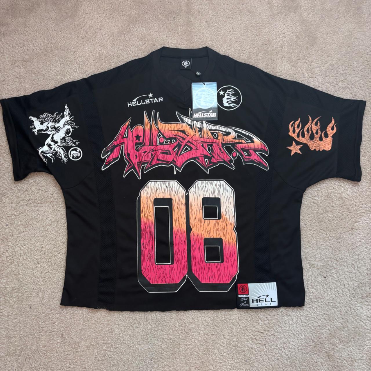 Hellstar ‘08 Jersey Black Fits cropped Size XL... - Depop