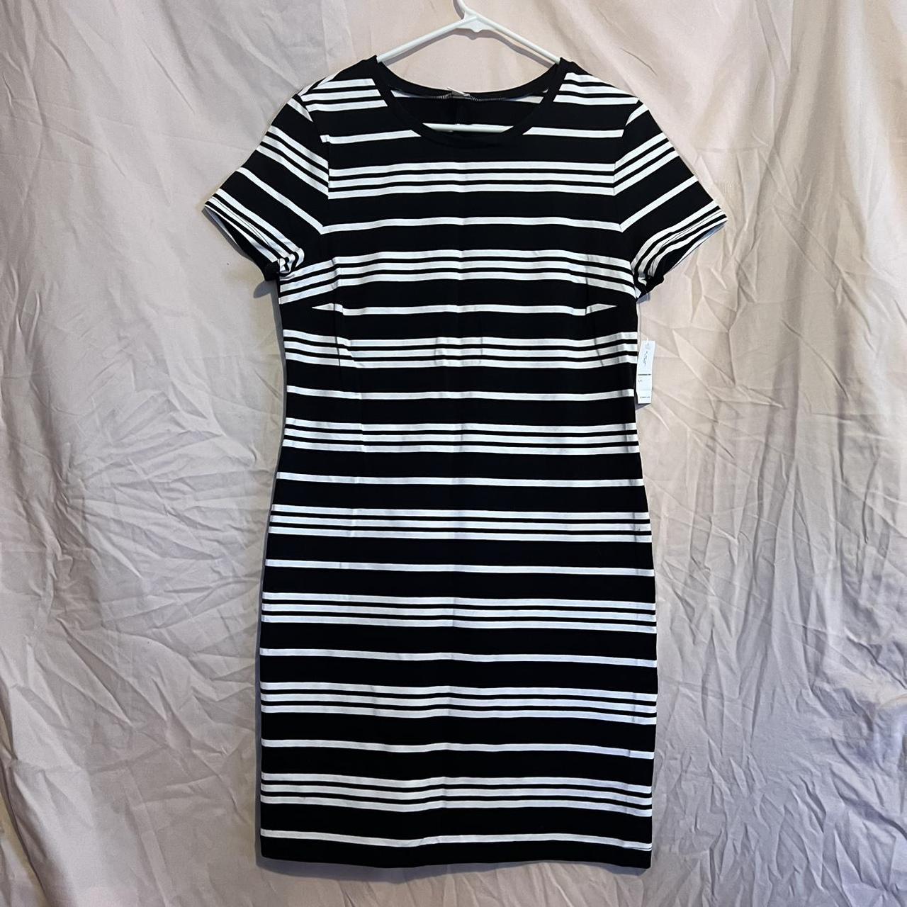 Old navy black and white striped dress on sale