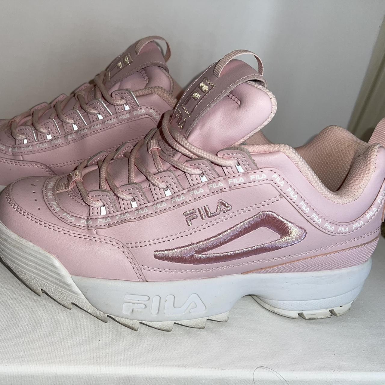 Fila Women's Pink and White Trainers | Depop