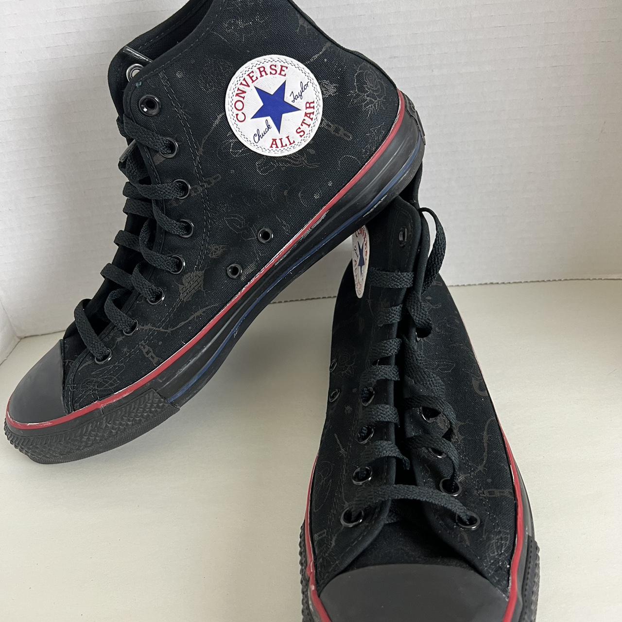 Black and red chuck taylors hotsell