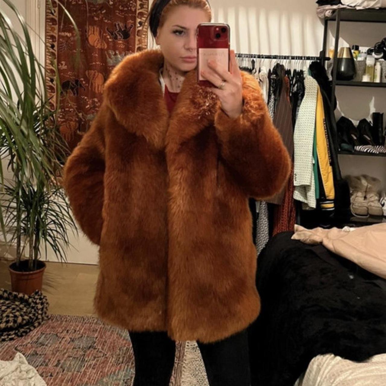 Burnt orange fur coat best sale