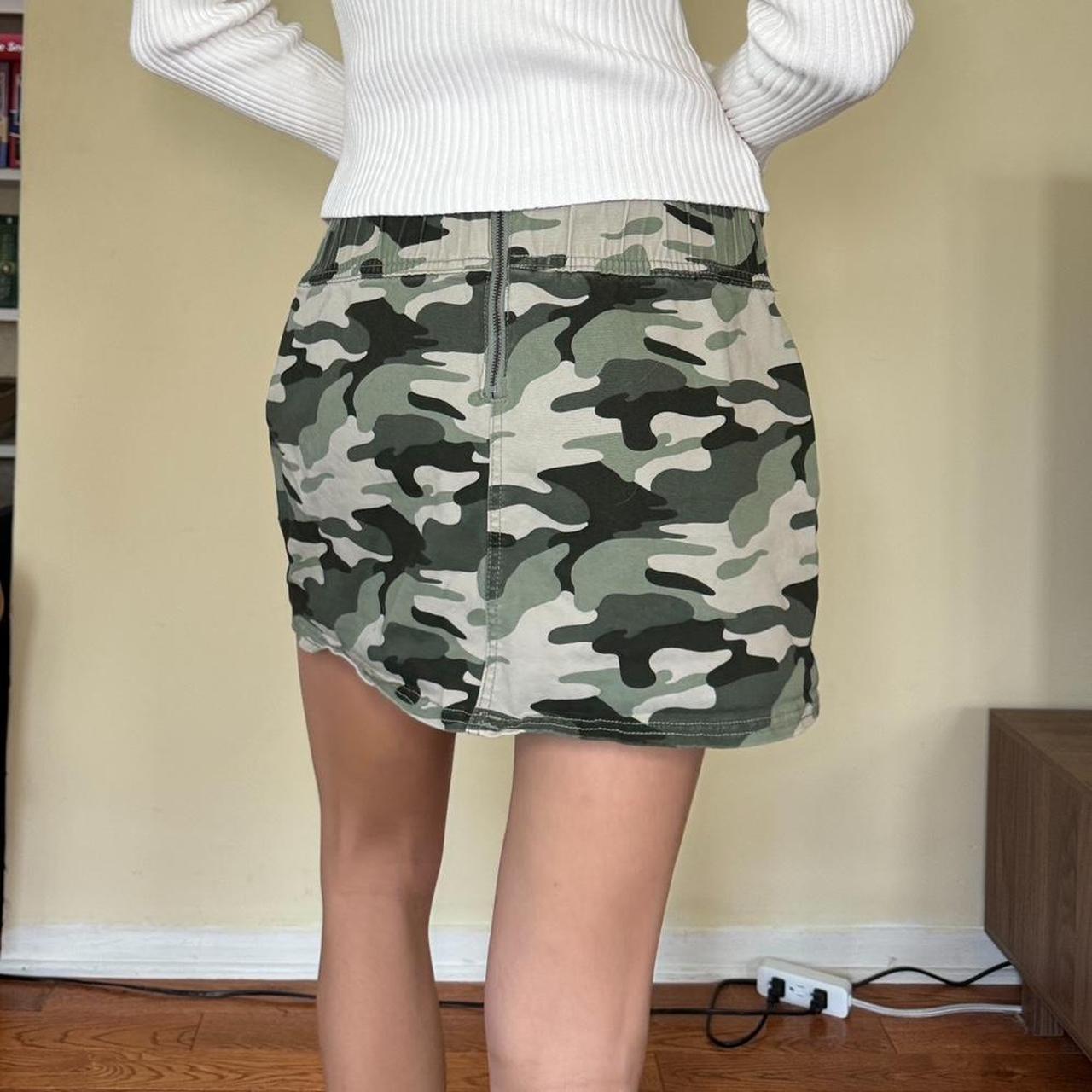 Y2K Hollister Camo Mini Skirt Flat Lay