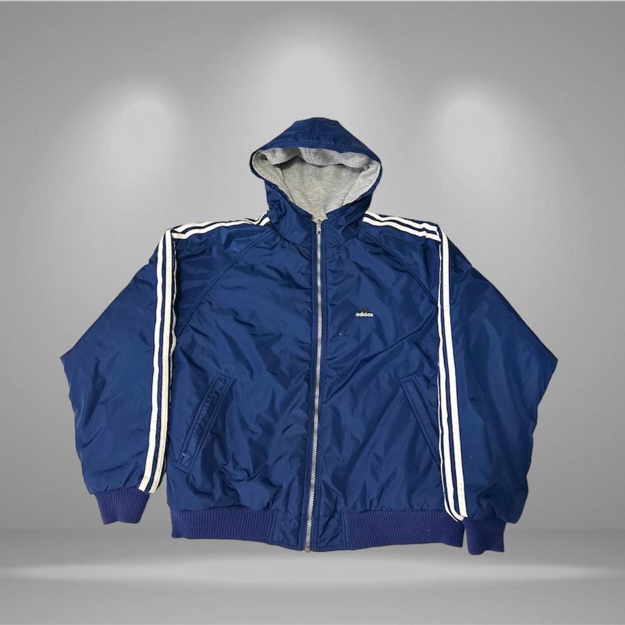 Adidas blue and grey jacket on sale