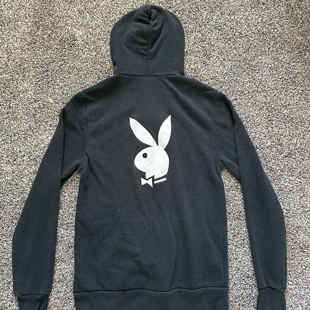 Vintage playboy zip up hoodie Worn navy Depop