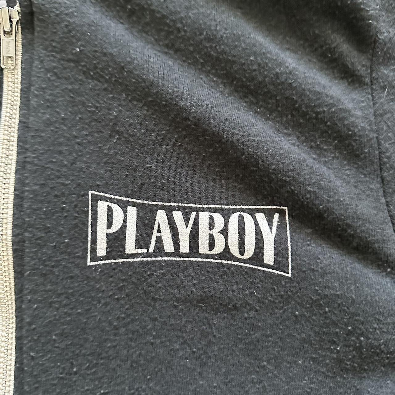 Vintage playboy zip up hoodie Worn navy Depop