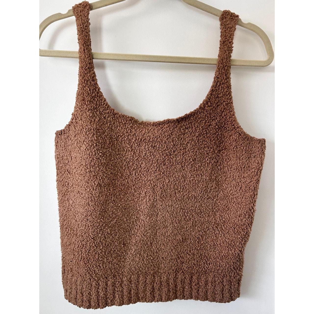 Skims Brown Fuzzy Cozy Knit Tank Top Boucle Yarn | Depop