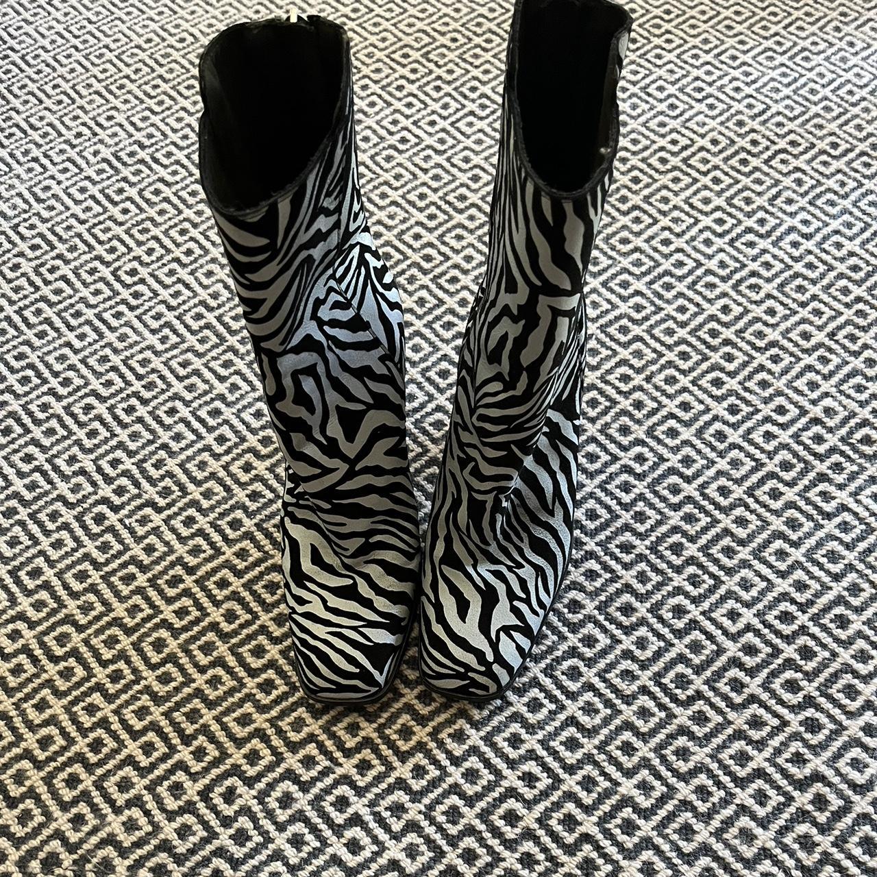 Super Funky Chunky Zebra Print Heels Worn Once Depop   P0 