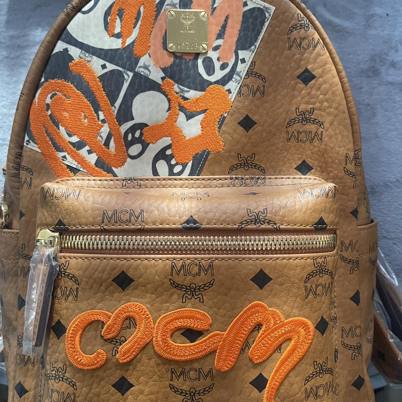 MCM tan and orange backpack Depop