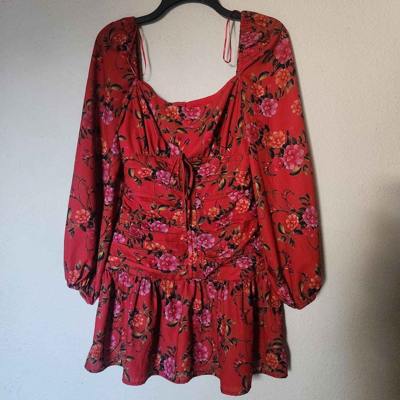 Finders Keepers Flora Long Sleeve Mini Dress Red. Depop