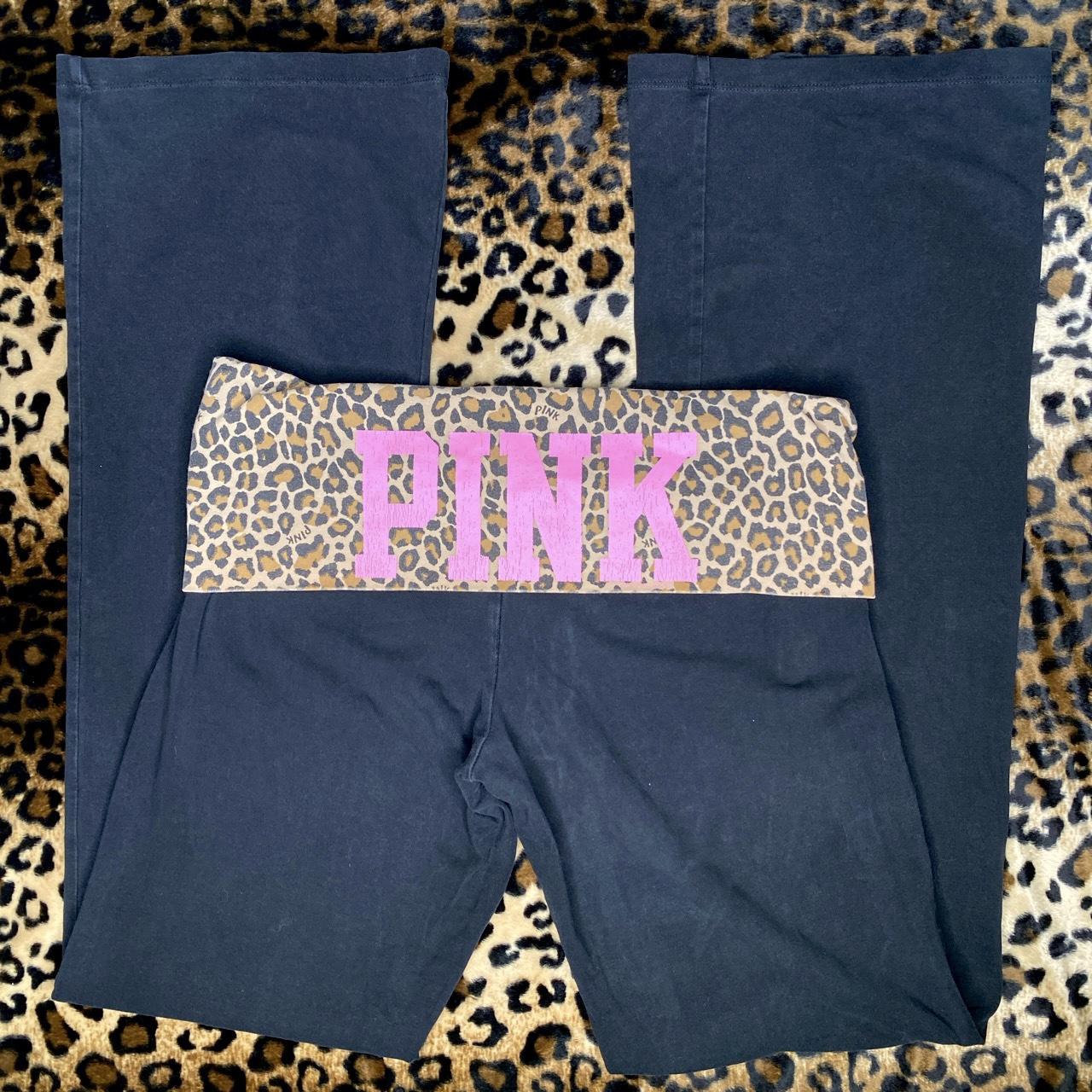 ICONIC PINK FOLD OVER FLARE LEGGINGS / yoga pants... - Depop