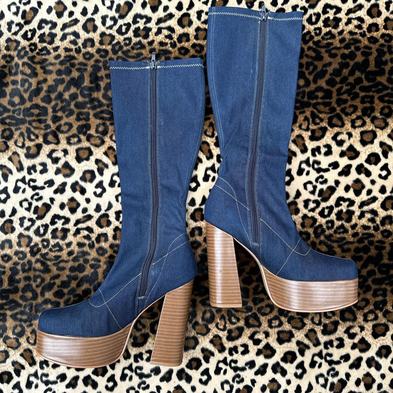 VINTAGE PLATFORM DENIM LE CHATEAU BOOTS Brand Le. Depop