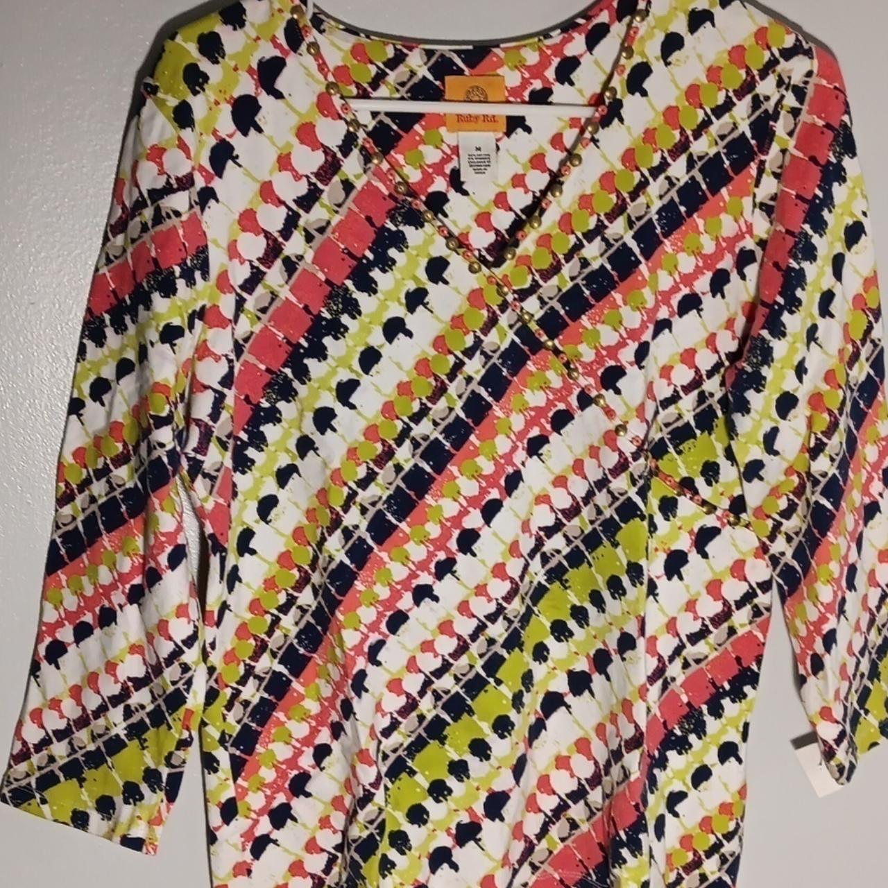 Ruby Rd. Women's Top - Pink/Green - M – "RUBY RD.… - image 1