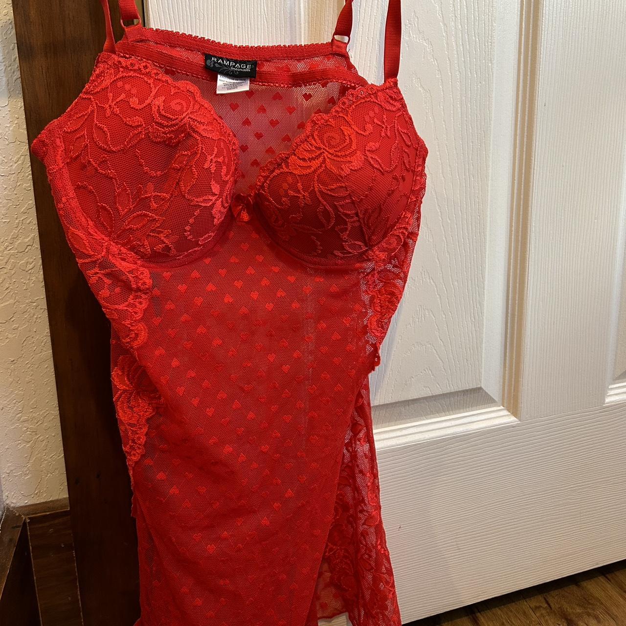 Rampage red heart lace lingerie top No tag but fits Depop