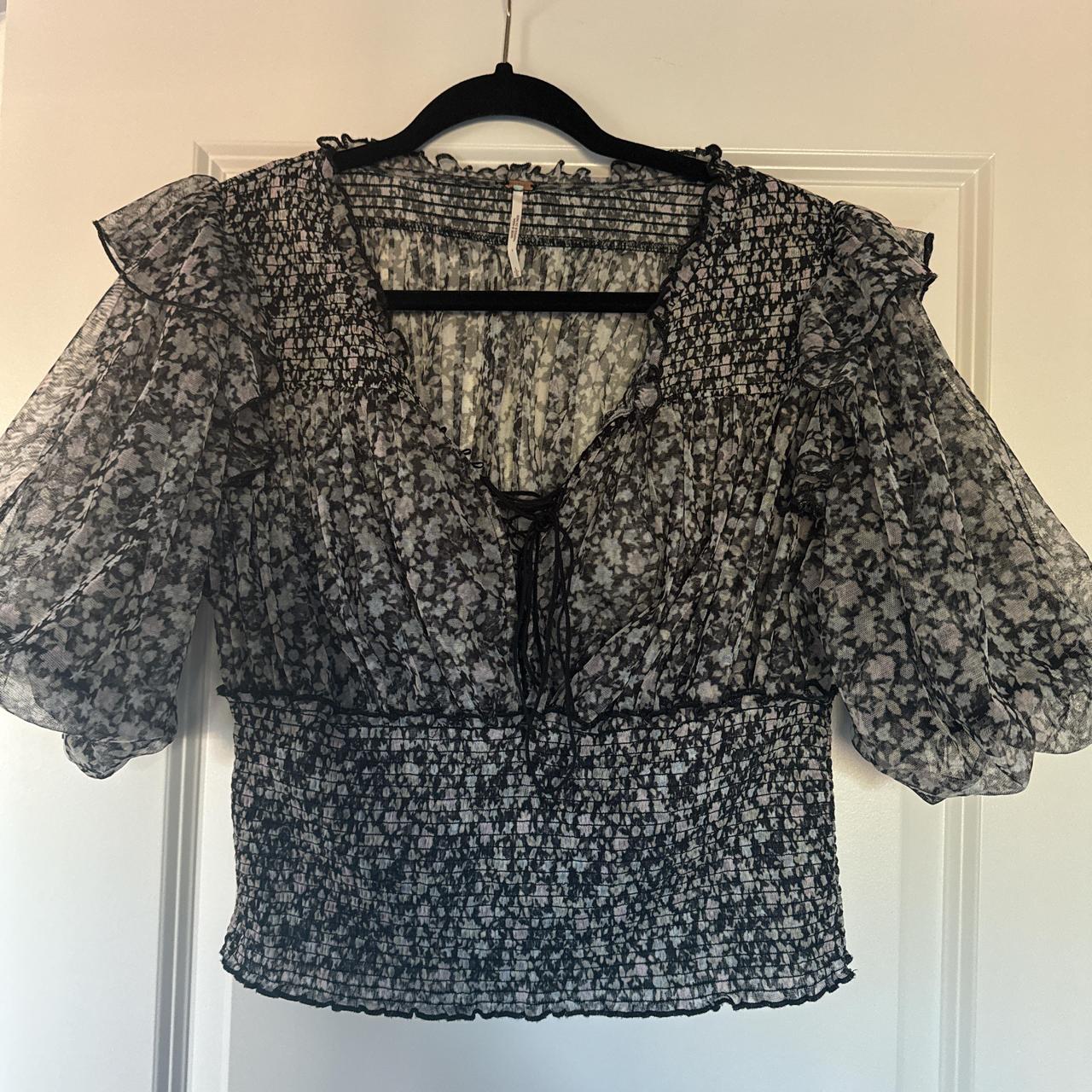 Free People sale Floral Smoker Blouse