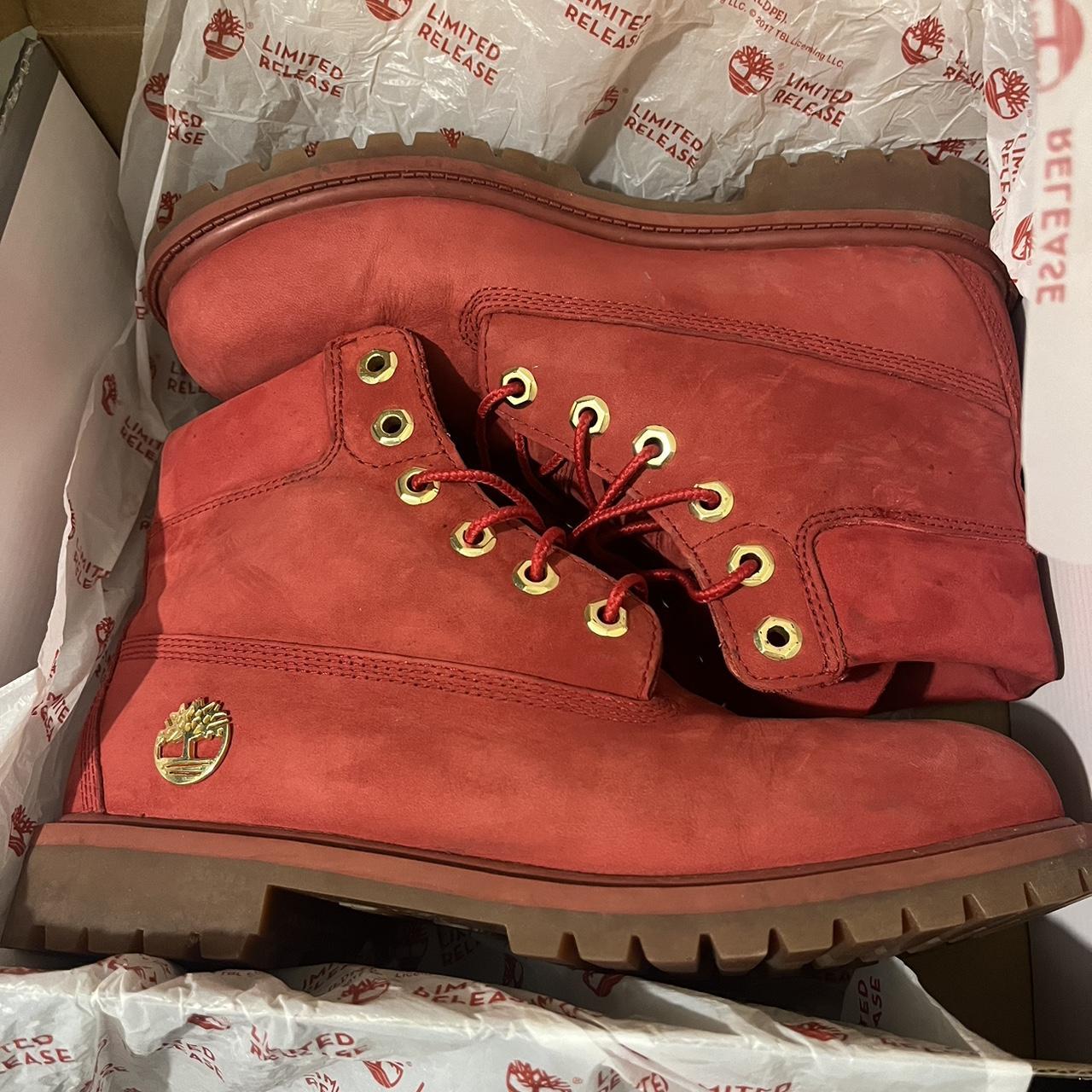 limited release red timberlands junior size 6.5