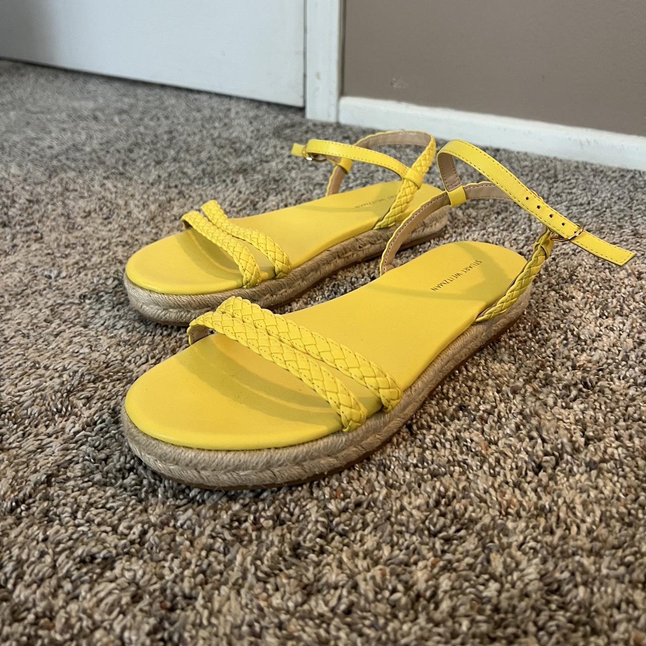 Stuart Weitzman Bright Yellow Braided Sandals with