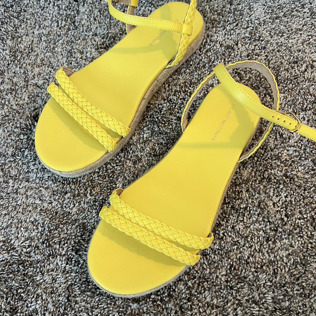 Stuart Weitzman Bright Yellow Braided Sandals with