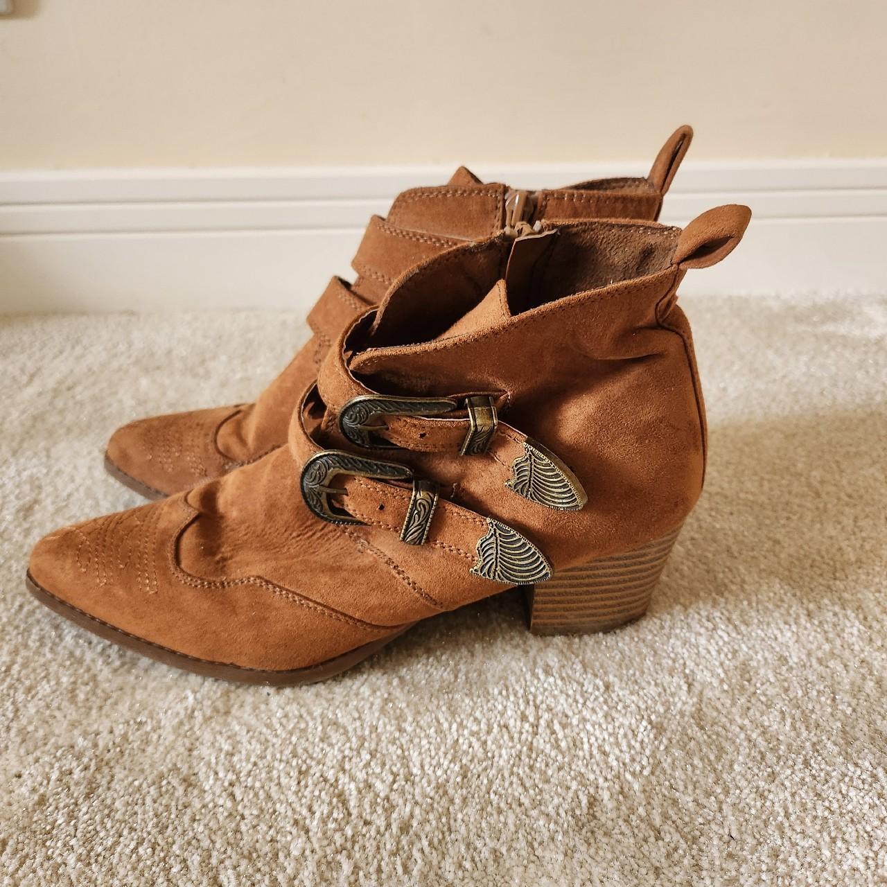 Suede Cowboy style ankle boots Depop
