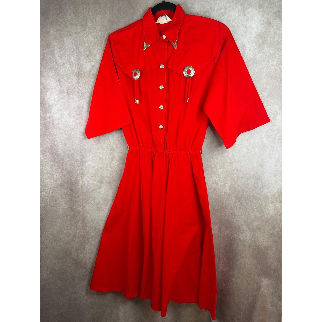 Sergio rossi women's vintage red western retro shirt dresses