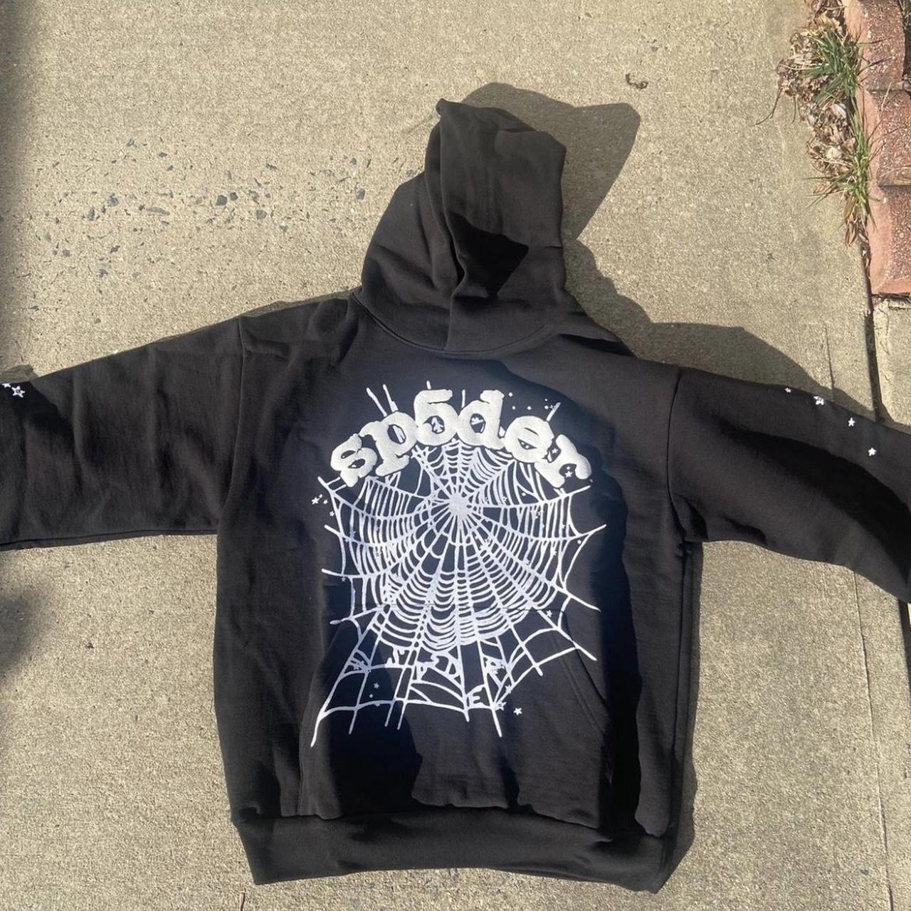 Sp5der Worldwide OG Black Web Hoodie Size Large | Depop