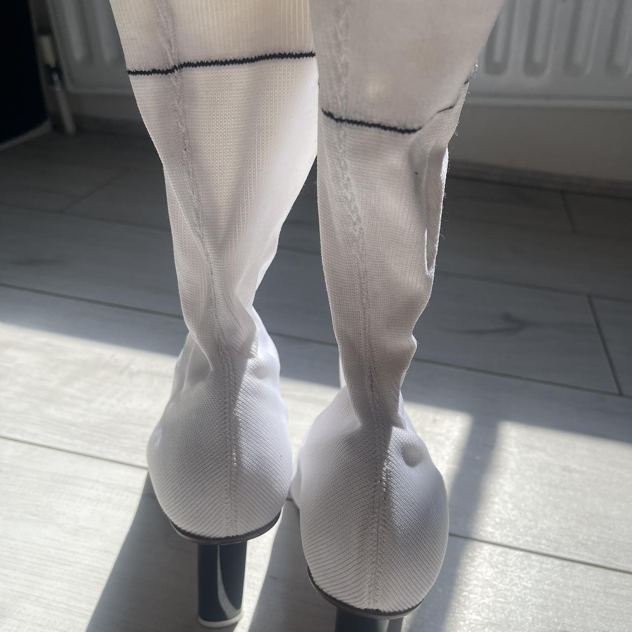Vetements White Lighter Heel Stretch Sock | Depop