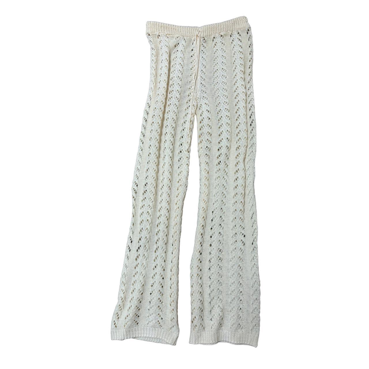 Crochet swim cover up pants Long cream yellow pants