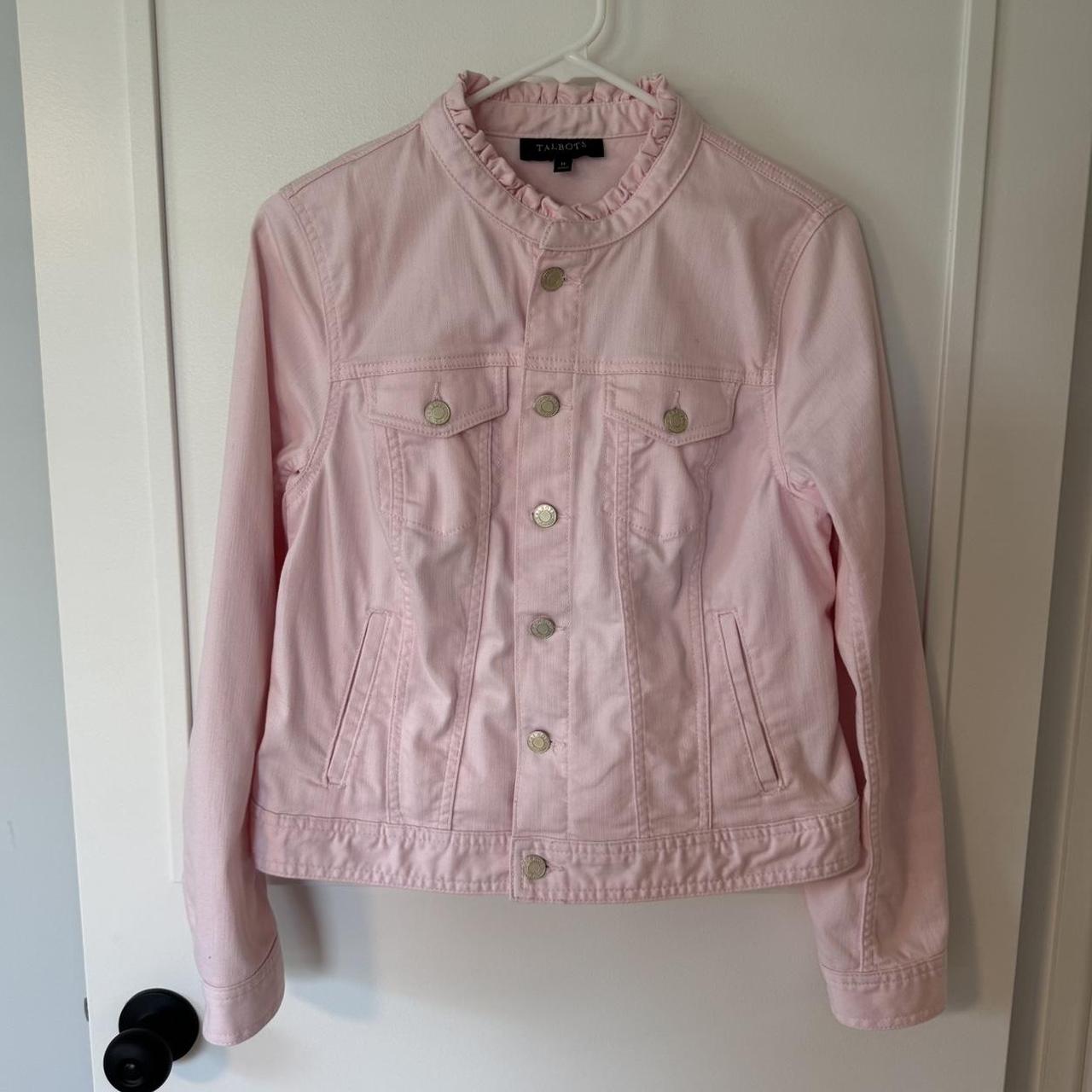 Pink Denim Jacket Talbots Light pink jean. Depop