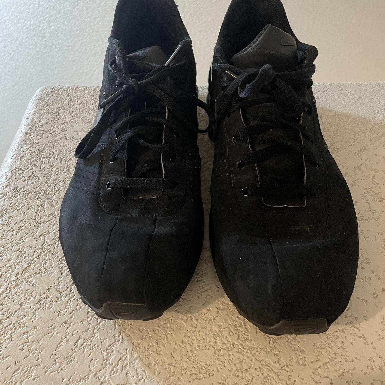 mens black leather nike shox