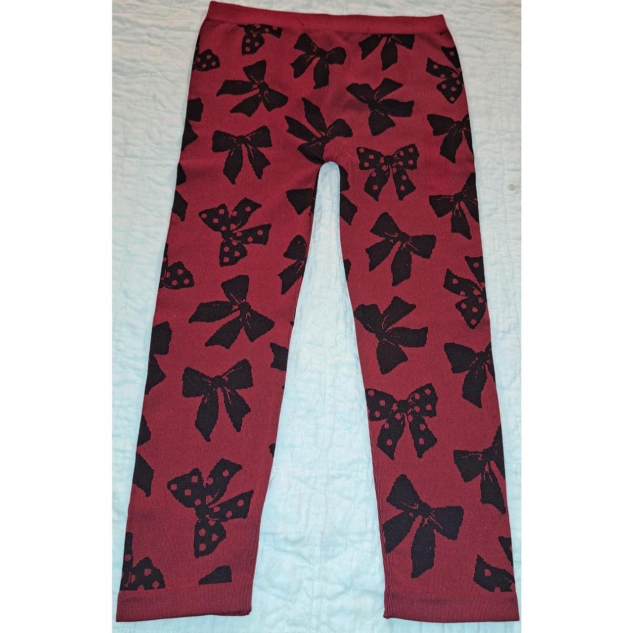 Girls Faded Glory Red with Black Bows Stretch Pants. Depop