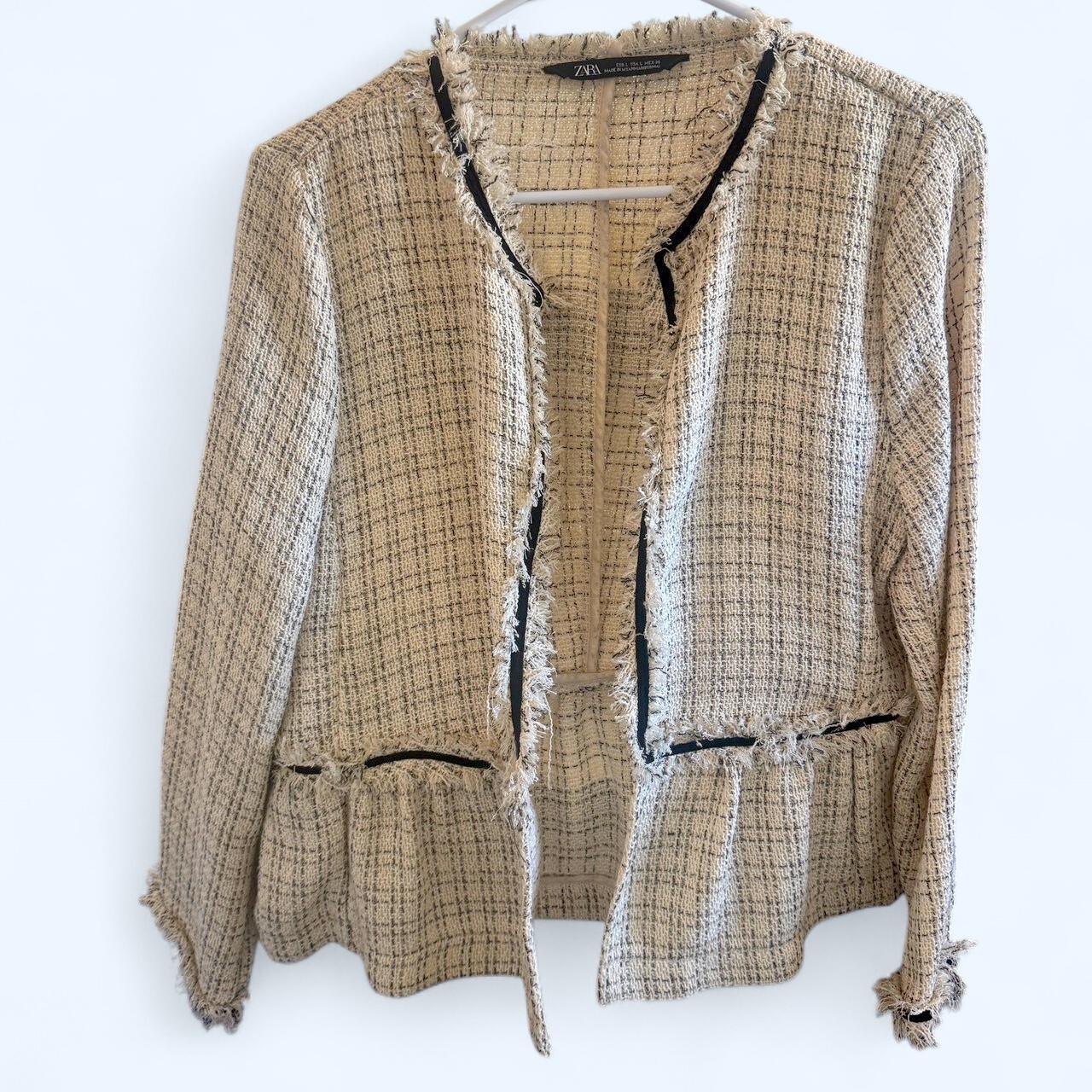 Zara Women's Blazer Jacket - Tan/Cream - L – Chanel vibes on a budget! This lightly …