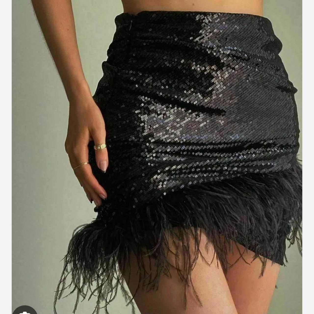 Feather effect skirt zara best sale