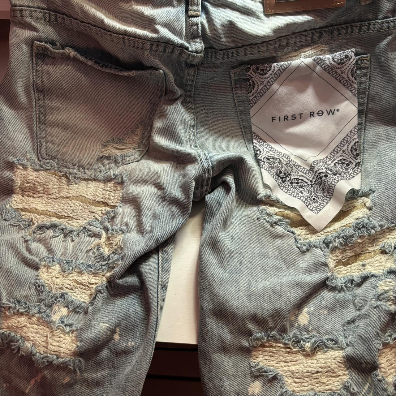 First Row ripped Men blue jeans shorts size 32,... | Depop