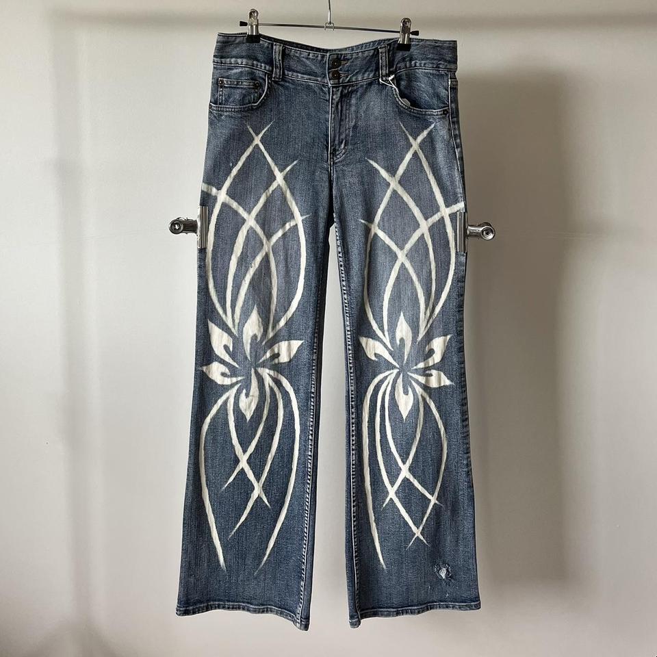 relaxed jeans upcycled bleach design ☆ Depop