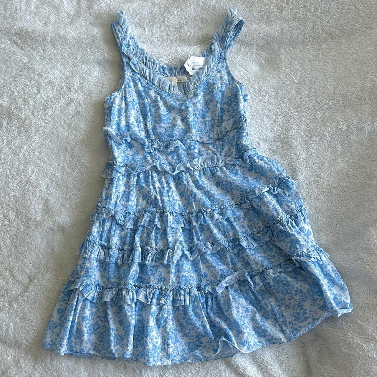 LoveShackFancy Lienzo Mini Dress Blue Womens Size outlet 2 NWT Please Read