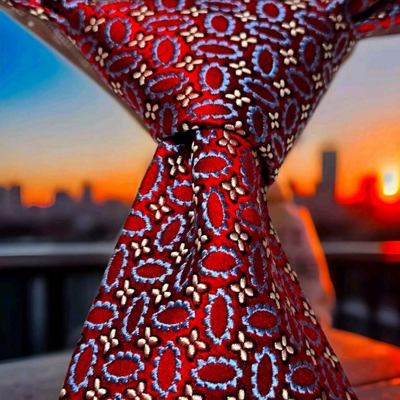 ERMENEGILDO ZEGNA Men's Neck tie Red With Blue | Depop